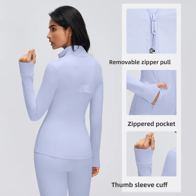 QICHE 2026 Women Stand Collar Full Zip Yoga Jacket, High Stretch Breathable Running Fitness Sports Outerwear