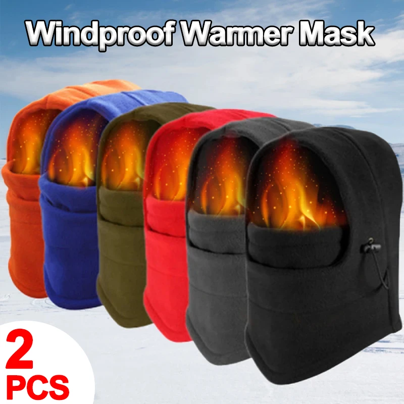 2024 Winter Thermal Fleece Hat Winter Men Women Hats Hood Bike Windproof Mask Balaclava Hat Neck Warmer Hiking Scarves Hats