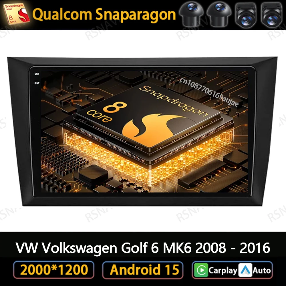 

Android 15 Car Radio For VW Volkswagen Golf 6 MK6 2008 - 2016 Head Unit 4G LTE GPS Stereo DVD Multimedia DSP Autoradio BT QLED
