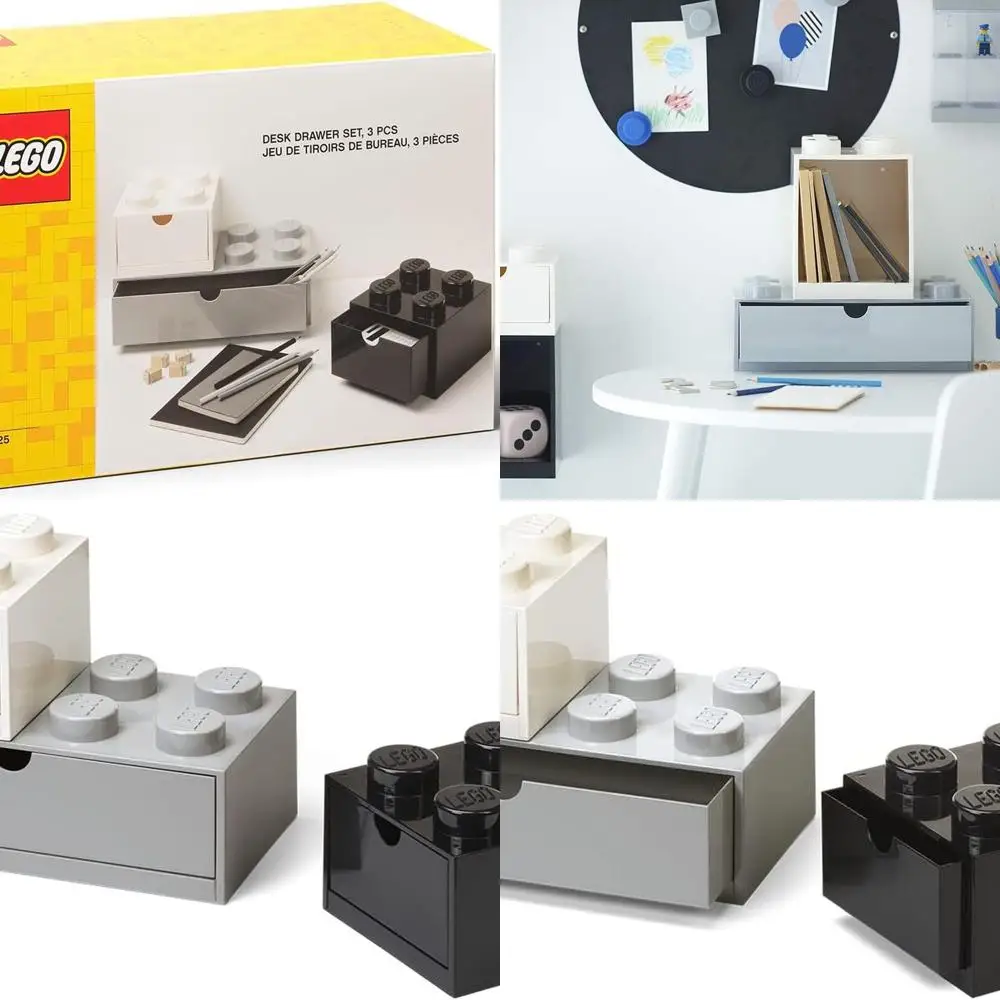 مجموعات أدراج LDesk باللون الرمادي والأسود والأبيض