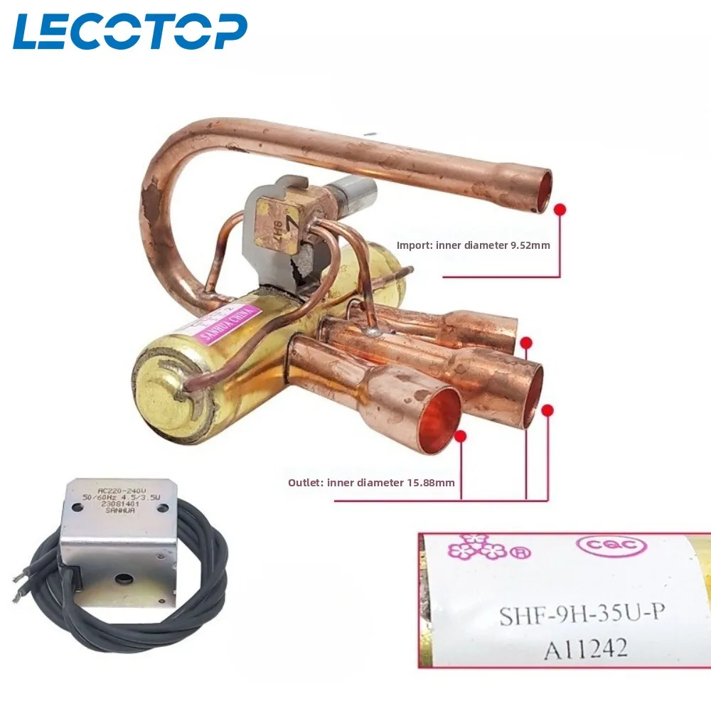 

New SHF-9H-35U-P Four Way Reversing Valve With Coil For Sanhua Air Conditioner 4-Way Solenoid Valve Conditioning Spare Parts