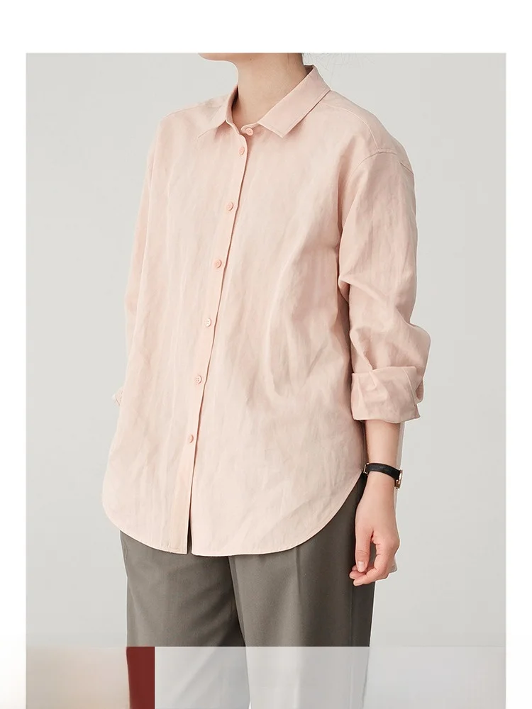 

Женская свободная блузка из хлопка и льна высокой плотности, новое весеннее поступление SANSANDEJIU, простая длинная блузка для поездок на работу