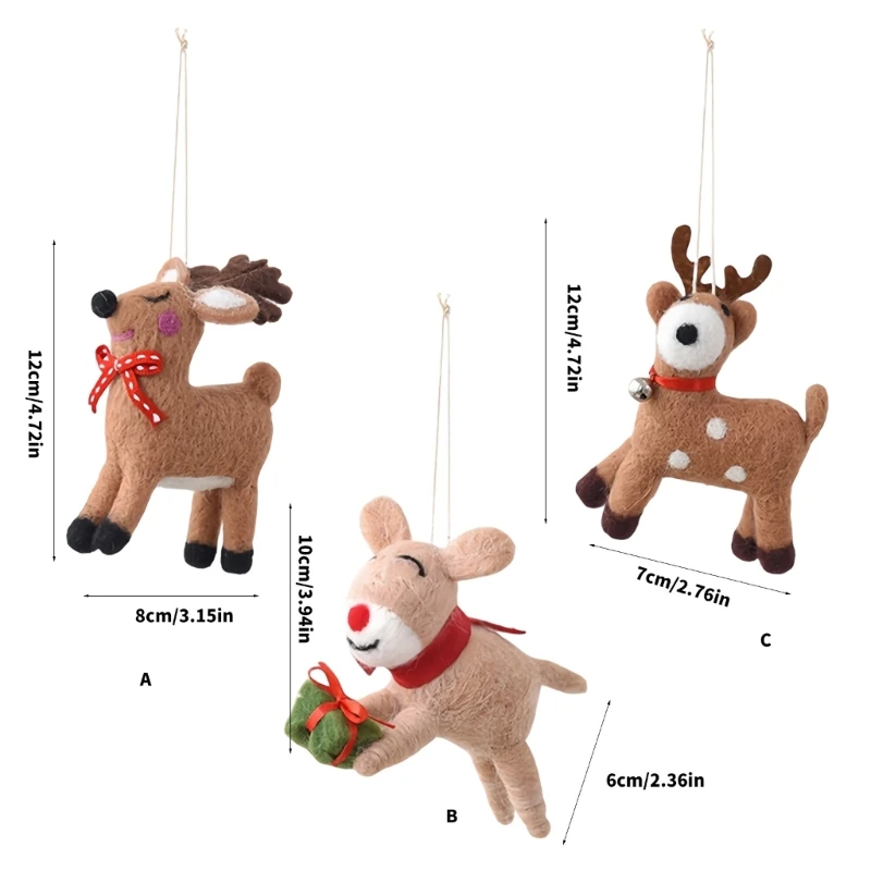 Christmas Hanging Deer Ornament in Soft Fabric, Filled Tree Accent with Loop for Winter Shelf and Table Styling best sale