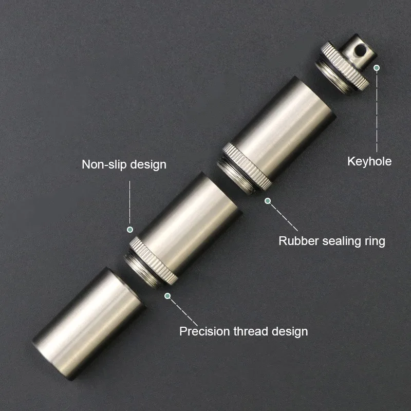 Waterproof Pill Box Titanium Alloy Sealed Capsule Outdoor Travel Camping Firstaid Pendant EDC Multi-function Survival Tool Gift - view 6