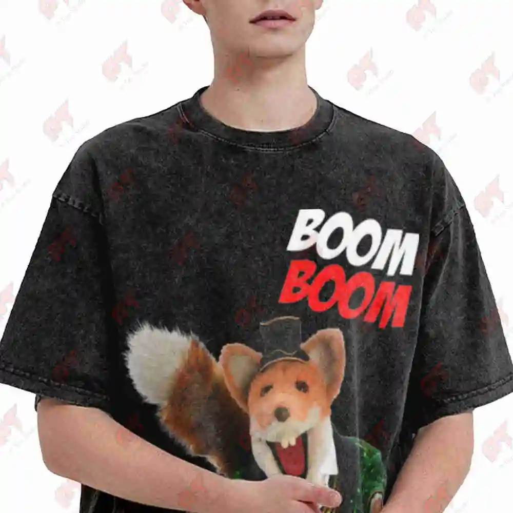 Basil Brush Boom Cartoon Vintage Washed Tee Pure Cotton T-Shirt