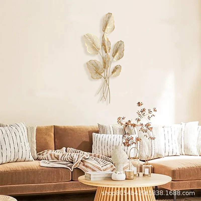Leaf art wrought iron wall hanging decoration sofa background wall decoration metal wall decoration special-shaped restaurant