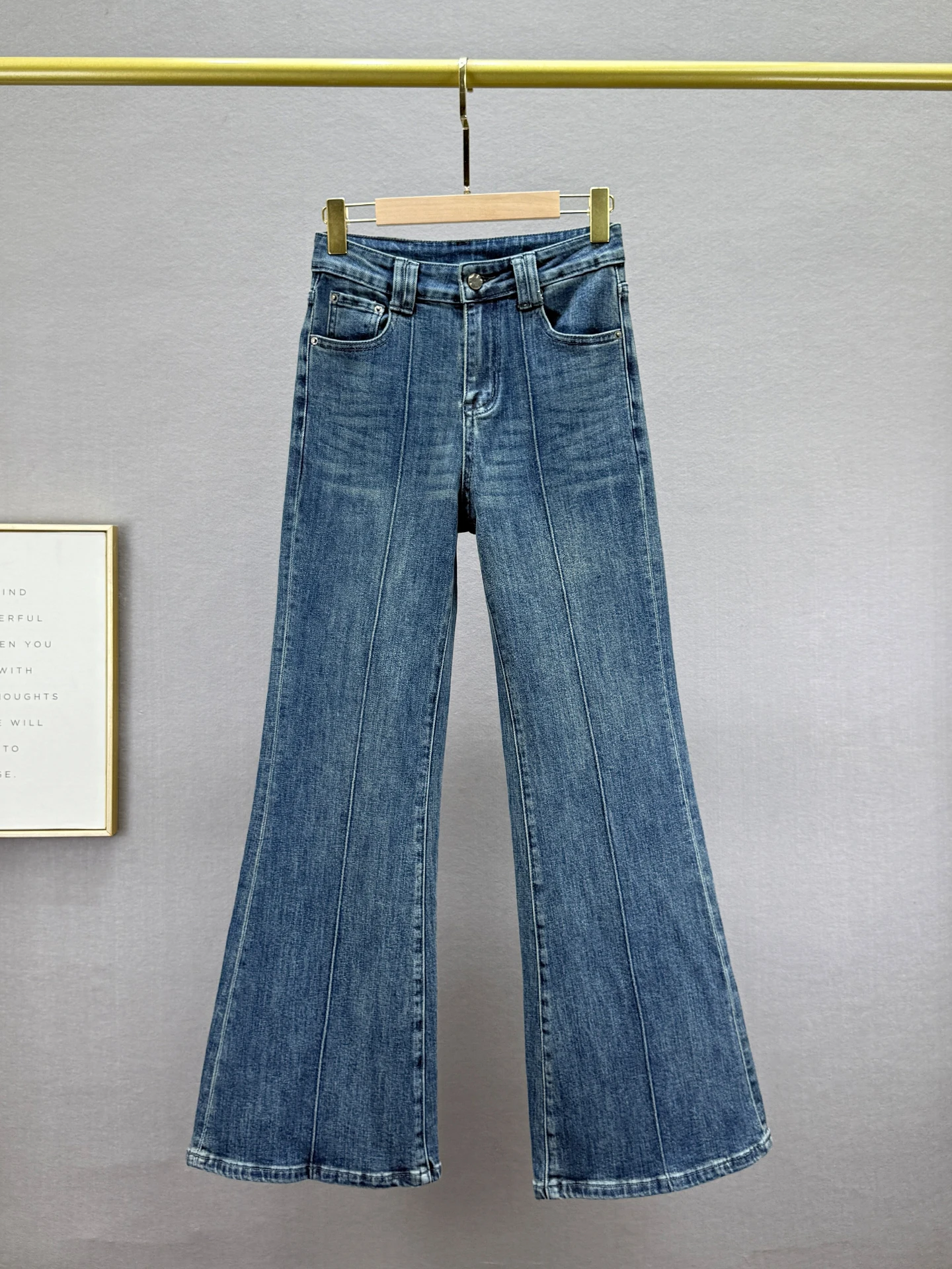 

Женские джинсы-клеш с высокой талией, эластичные, утягивающие, винтажные, широкие, из хлопка, осенняя новинка, комфортные