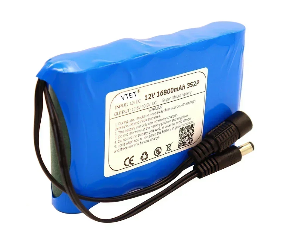 2024 DC 12V 18650 Battery Pack 16800mAh Rechargeable Batteries 12.6V PCB Lithium Battery Pack Protection Board +12.6V 1A Charger image 4