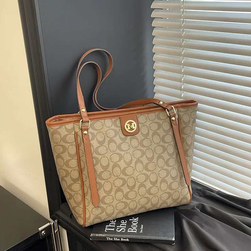 

​​2025 Vintage Print Tote Bag, Large Capacity Shoulder Bag, Women's Work Commuter Purse​​