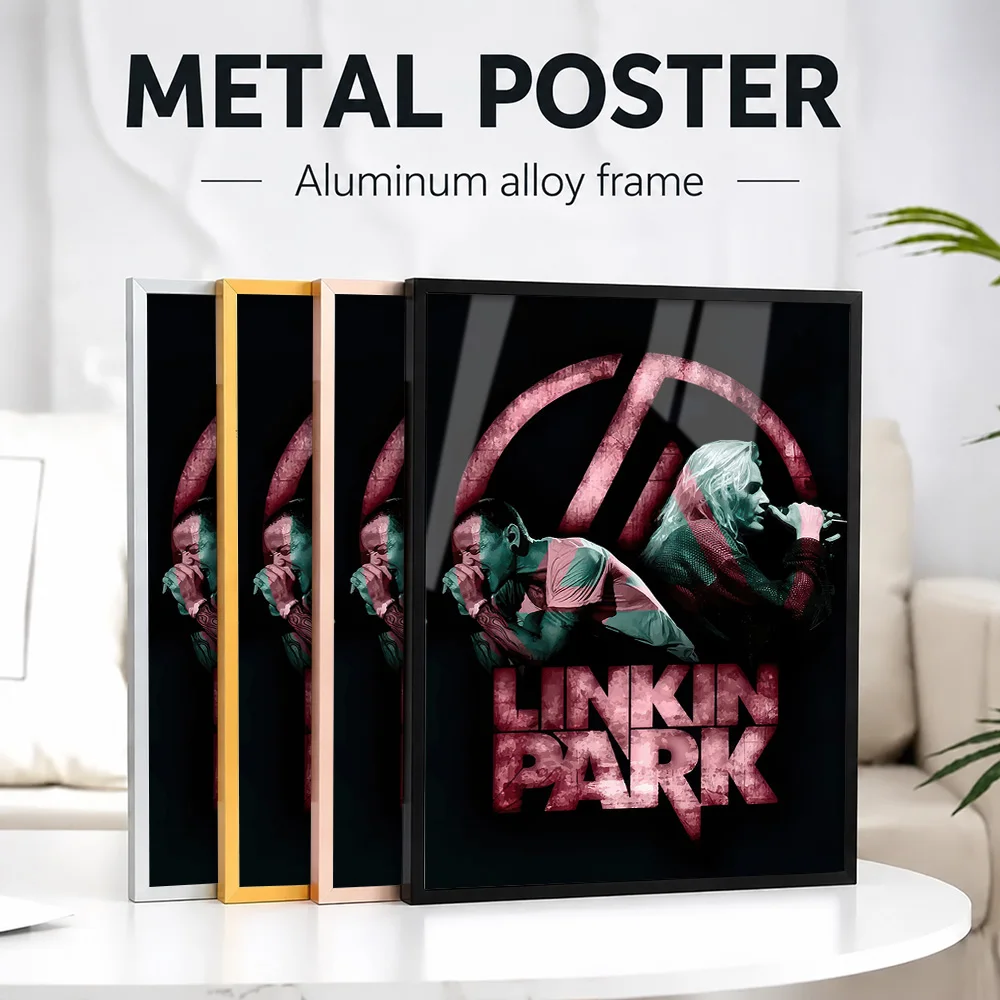 Linkin Band Framed Aluminum Metal Poster Customized Photo Modern Music Style Wall Art For Lounge And Studio Concert Lover Gift