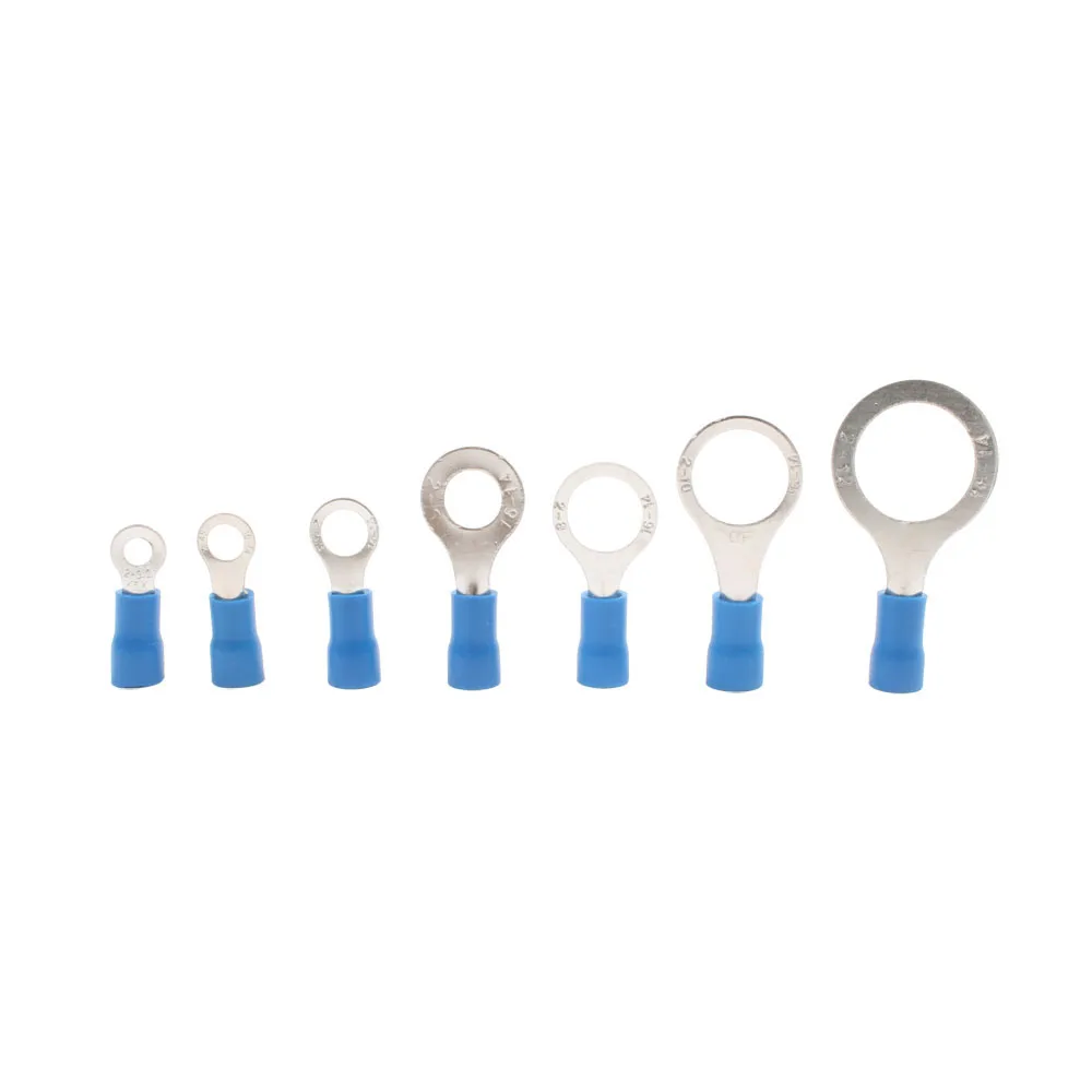 10-100 قطعة/المجموعة RV2 معزول الأزرق محطات حلقة سلك كابل الكهربائية تجعيد موصلات 16-14 AWG كيت M3/M4/M5/M6/M8 #2