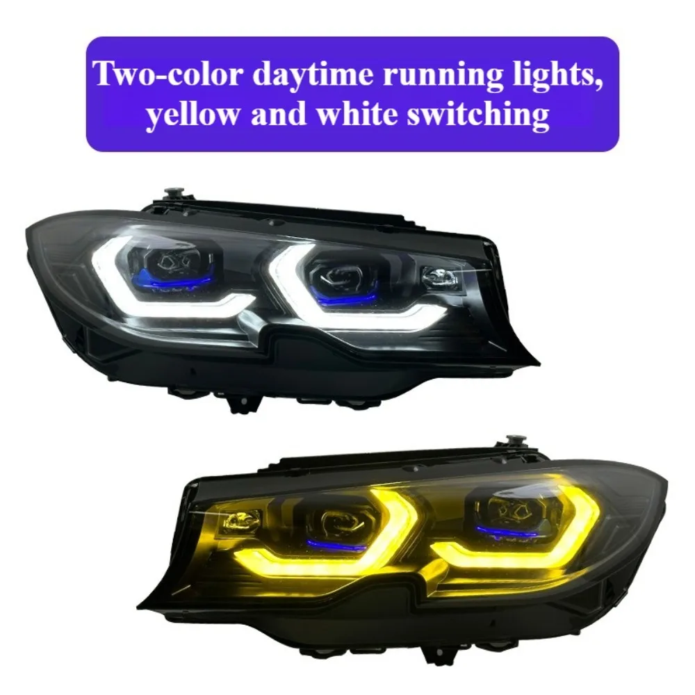 HETOP G20 Headlight 2018-2022 3 Series Dual Color Version Yellow and White Upgrade LED DRL Lamp  Lens Style for