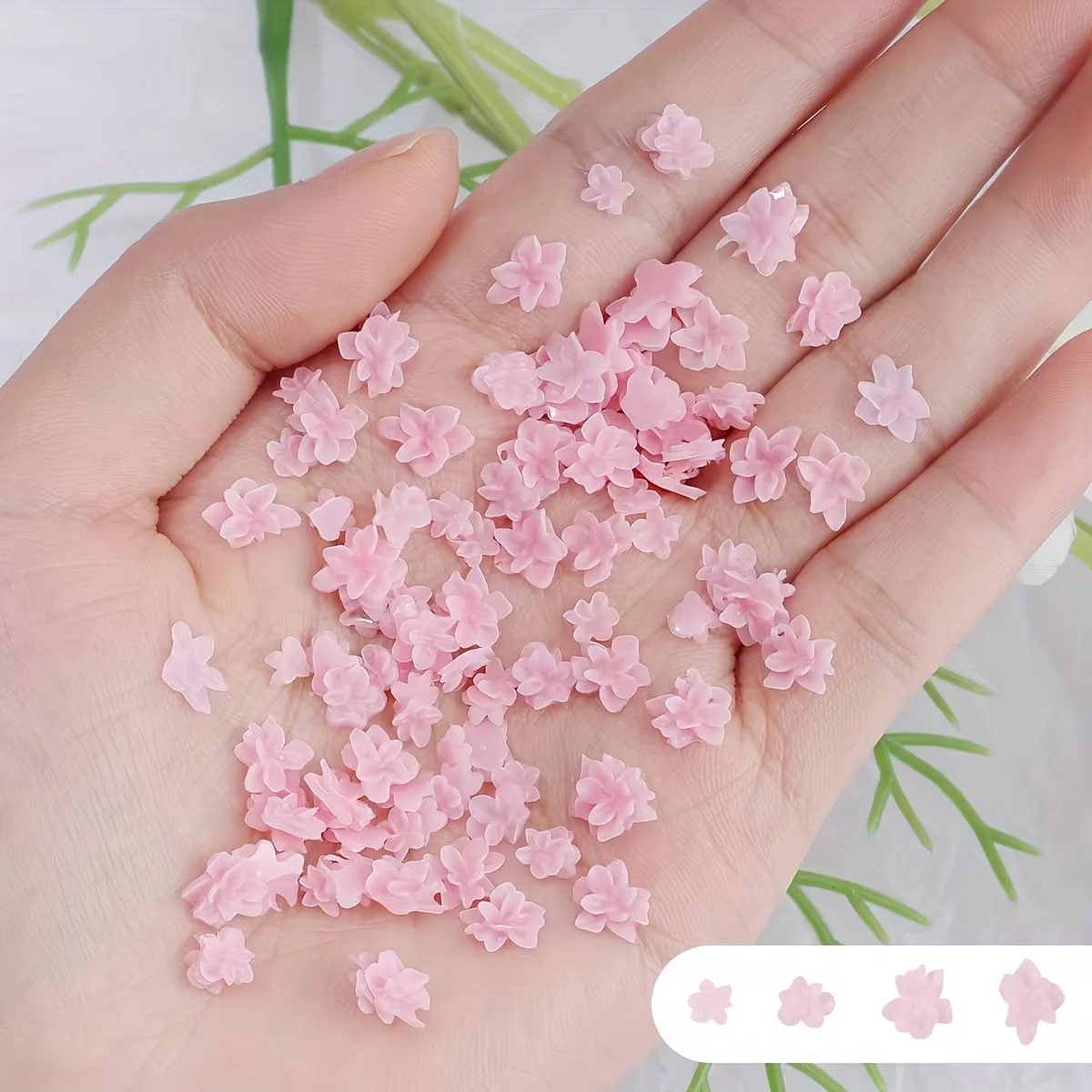 

50Pcs Elegant Colorful Soft Carving Manicure Ornaments White Pink Flowers Nail Art Charms Ballerina Rounded Fingernails Decor