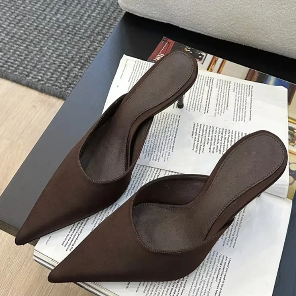 2025 Summer Minimally Pointed Women's Slippers Comfortable And Easy To Wear High Heel Slippers Fashionable Women's Shoes.