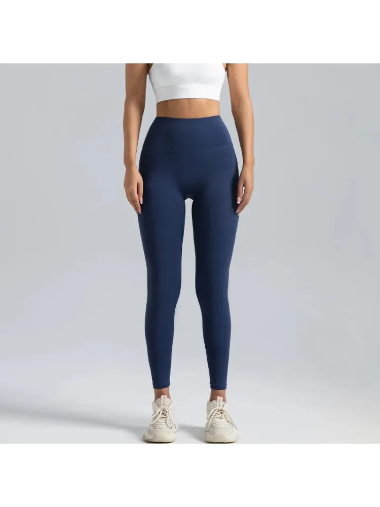 Schwarze Leggings für Damen ohne T-Linie, hochtaillierte, hüfthebende Yogahose mit Bauchkompression und hautfarbene Laufleggings