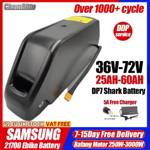 Electric bike 48v cham-rider 50ah Battery Hailong Polly 36v 52v 60v 72V 25ah 30ah 40ah 60AH eBike Fat-bike Bafang 72V 3000W kit