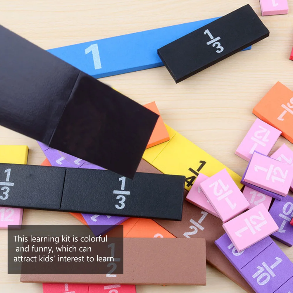 مجموعة واحدة من كتل كسر الرياضيات ألغاز فطيرة الكسر الملونة للتعلم المبكر رقائق أرقام إيفا المغناطيسية وسائل تعليمية #3