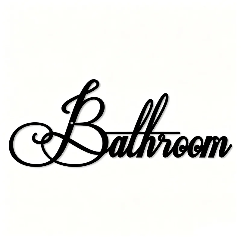 Black Aluminum Bathroom Sign Farmhouse Wall Decor Rust-Free Metal Letter Art Waterproof Hollow Cutout Plaque for Home Hotel