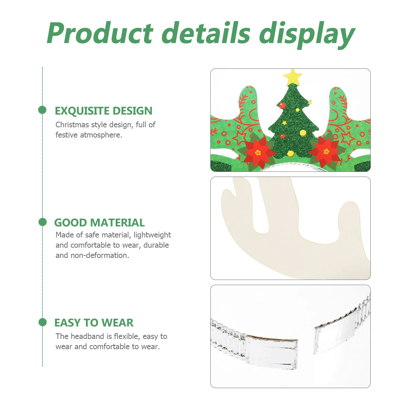 

6pcs Antler Headb Xmas Deer Horn Hair Hoops Party Costume Christmas Atmosphere Prop Lightweight Non Deformation Festive