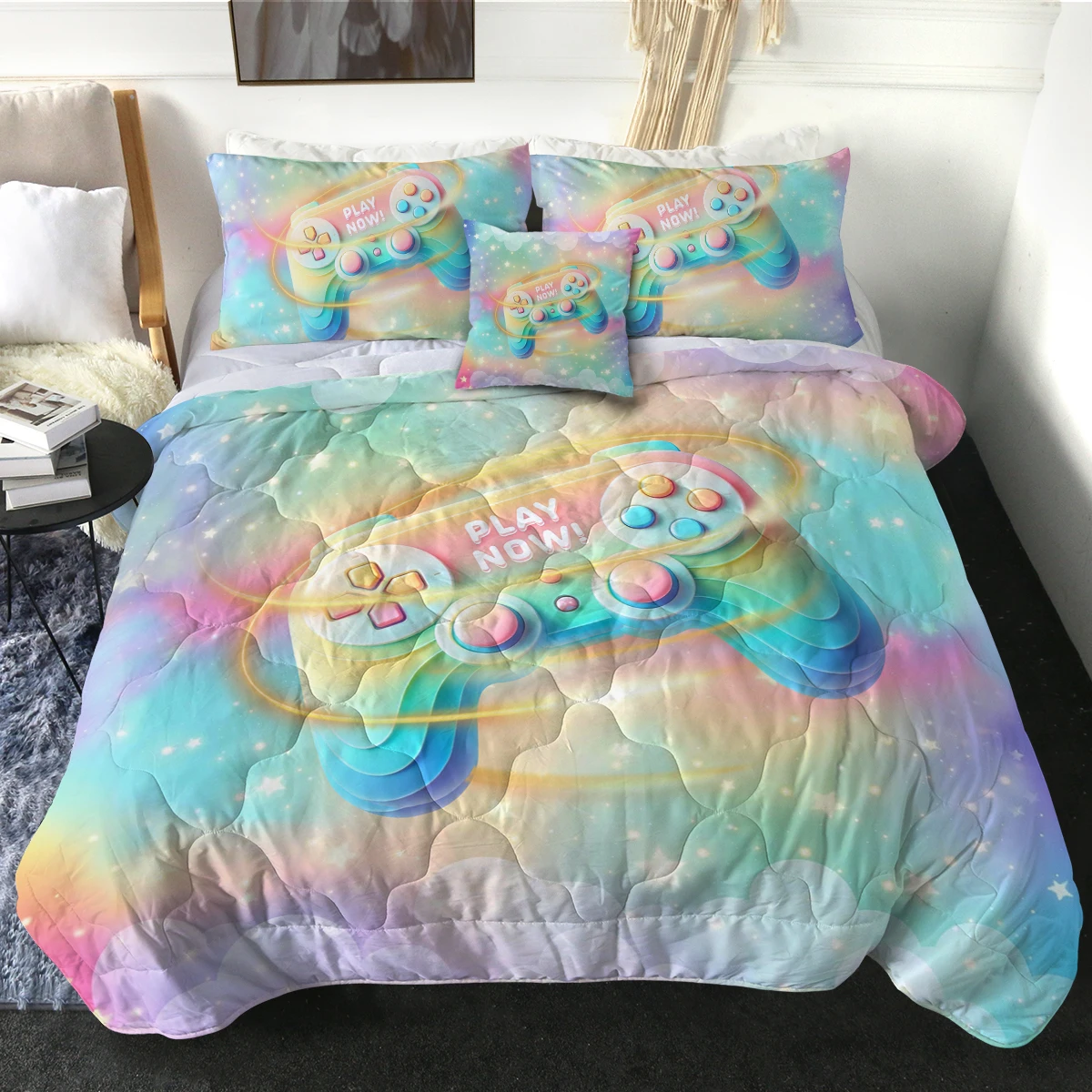 

Dreamy Video Game Player Design Comforter Set For Boys Teens Modern Bedspread Home Decor Suitable For All Seasons