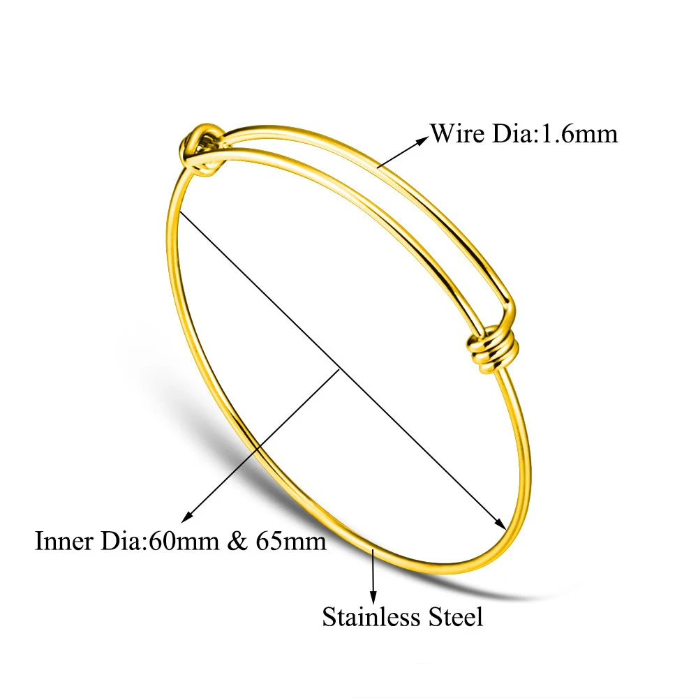 Grace Moments 3 Color Cable Wire Bangle Women Adjustable Cuff Bracelet 50mm 55mm 60mm 65mm Never Fade Jewelry Accessories