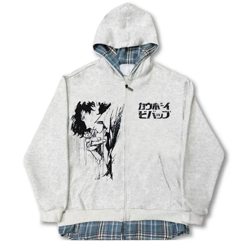 

Кардиган-толстовка Star Cowboy с капюшоном на молнии, с аниме-принтом и аппликацией в виде шипов, имитация двухслойности, из полиэфирного волокна, для студентов