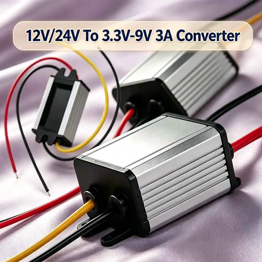 DC 12V/24V To 3.3V-9V 3A Converter Waterproof Buck Converter Module Power Supply Adapter For Robotics Motor Automotive And More
