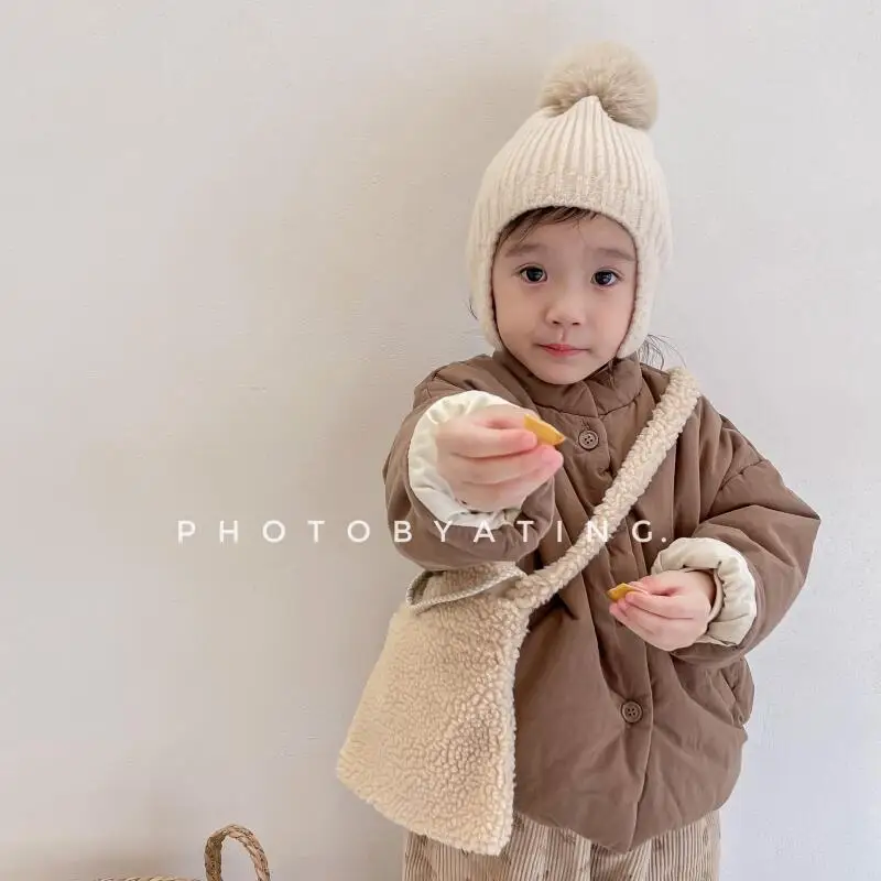 

2025 Girls Autumn Winter Padded Jacket Warm Coat Korean Version New Fashion Round Neck Children Clothes 7 To12 Years Comfortable