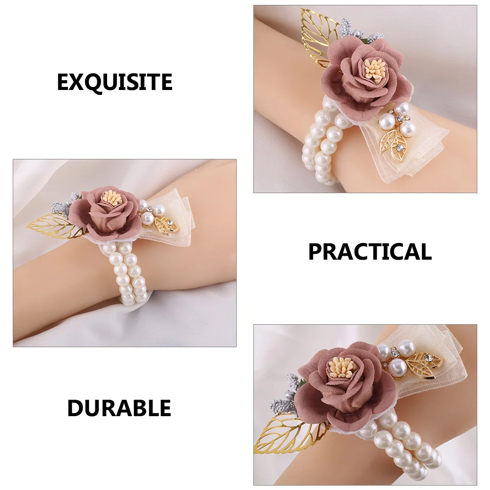 

Pearls Wedding Wrist Corsage Bride Bridesmaid Prom Flower Bracelet Bridal Shower Wristlet Band Prom Flower Wrist Corsage