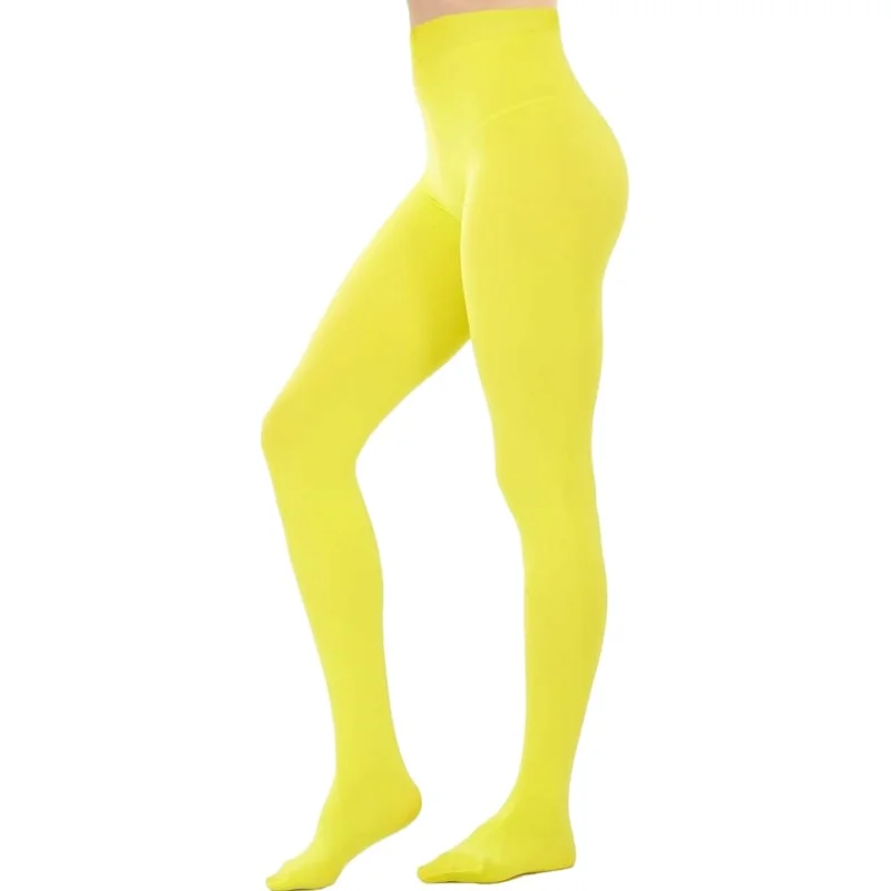 جوارب نسائية 80D فائقة النعومة غير شفافة، جوارب طويلة ناعمة عالية الخصر بلون سادة، جوارب طويلة ملونة