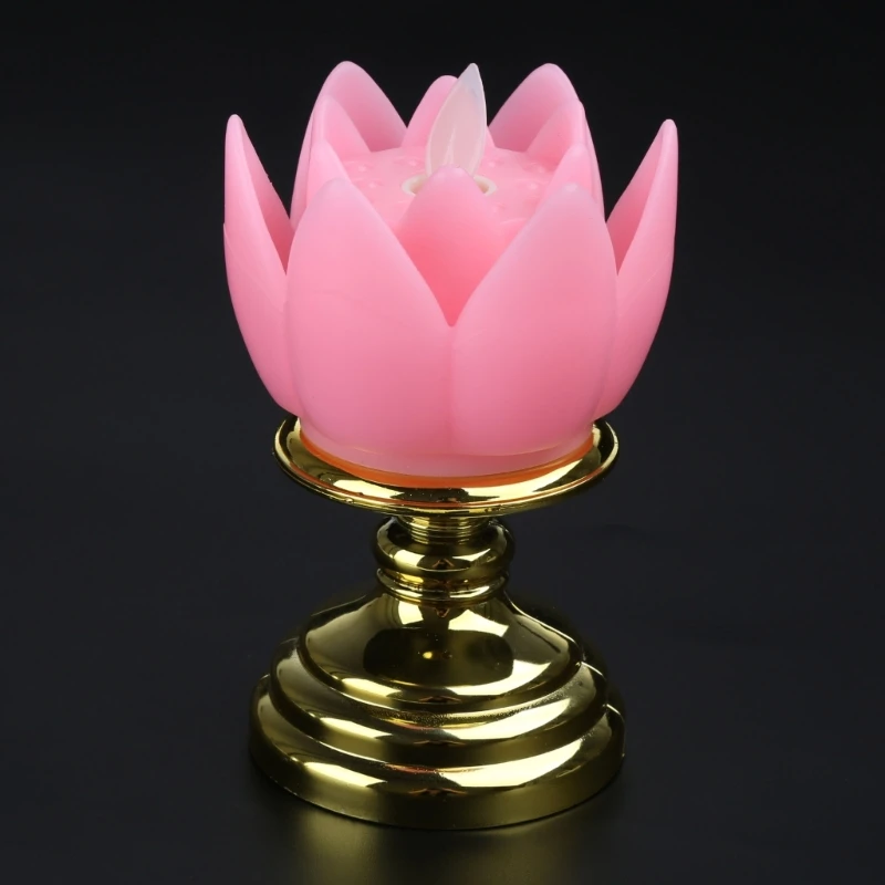 Colorful Electric Lotus Light Battery Operated Flameless Flicker LED Tea Lamp Prayer Accessories Decor Dropship