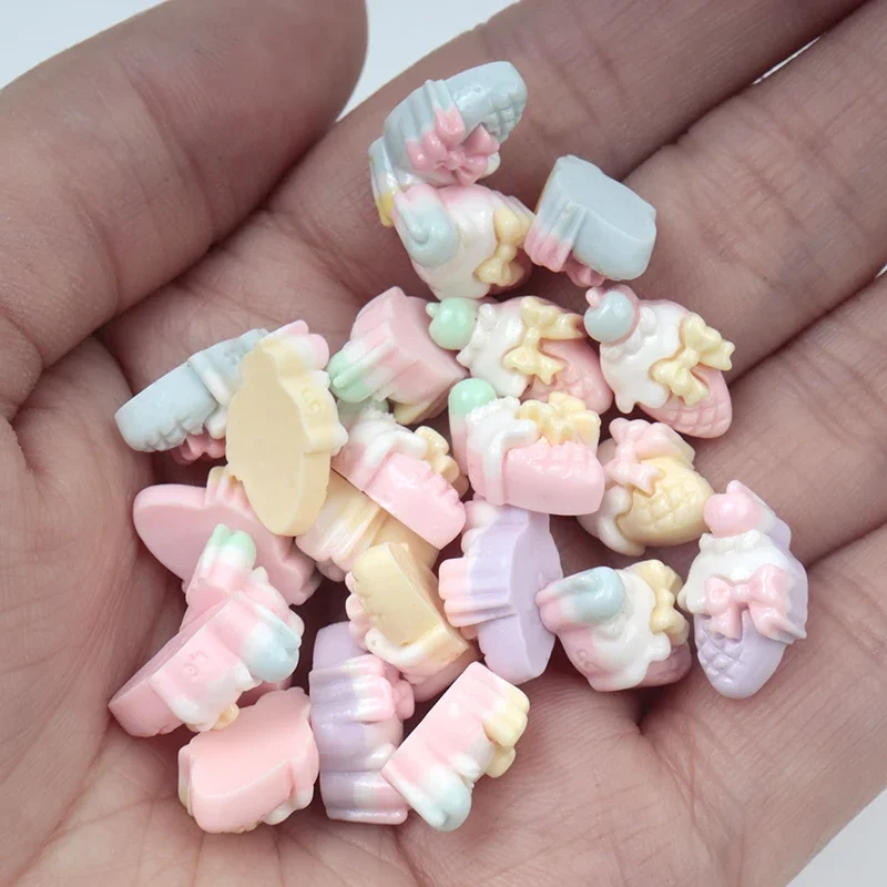 30Pcs/300pcs Mini Resin Ice Cream Bow Flat Back Scrapbooking DIY Decor Craft Decoration Children Hairpin Materials Accessories