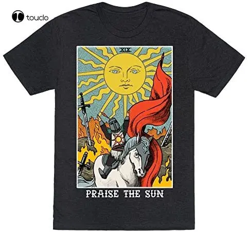 Praise The Sun Tarot Card Heathered Black Mens/Unisex Tee Shirt Custom aldult Teen unisex digital printing Tee shirt unisex