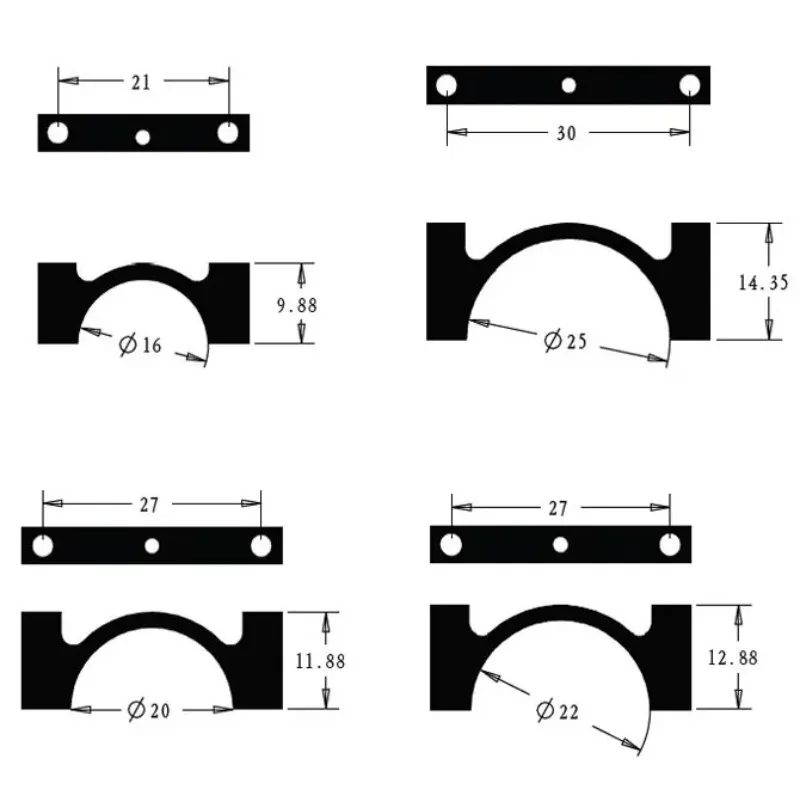 DIY Fixture Set 22mm Fiber Glass Carbon Tube Fixture Aluminum Part for Quadcopte
