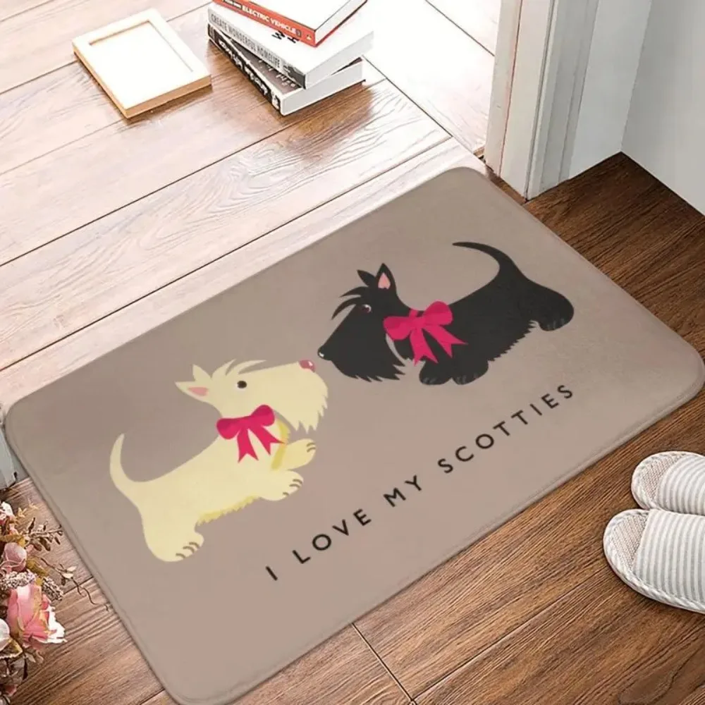 I Love My Scotties Doormat Anti-Slip Entrance Kitchen Bath Door Floor Mat Scottish Terrier Dog Bedroom Rug Toilet Footpad Carpet