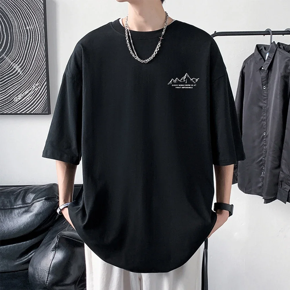 Männer Baumwolle T-shirt Vorne Hinten Druck Halbe Hülse T-shirt männer Baumwolle Sommer Lose Übergroßen Casual Oansatz Männliche tees – Detail 5