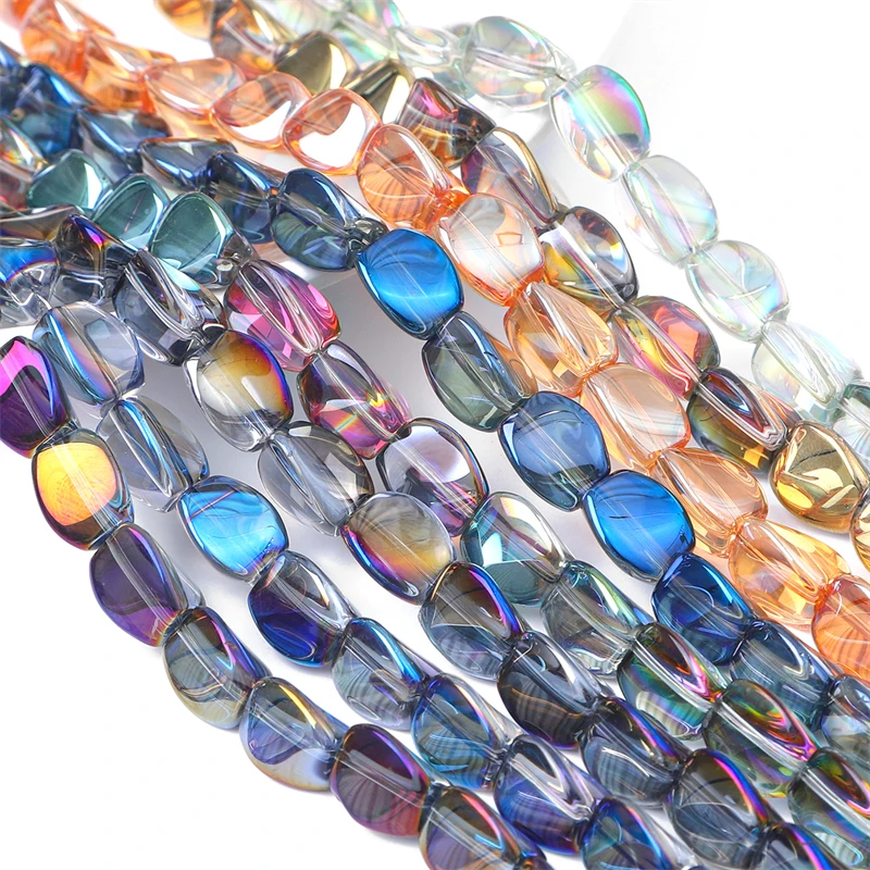 10/20pcs 9x12mm Special Shiny Color Crystal Glass Beads Twisted Geometry  Charm Beads for Necklace Bracelet DIY Jewelry Making