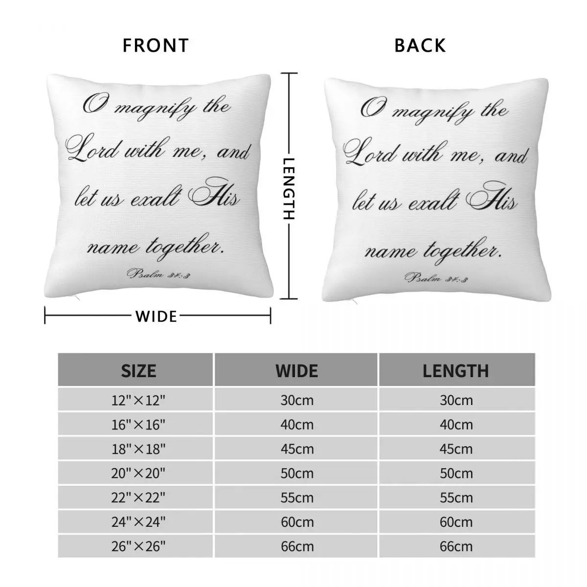 Psalm O Magnify The Lord With Me Square Pillowcase Polyester Linen Velvet Pattern Zip Decor Home Cushion Cover