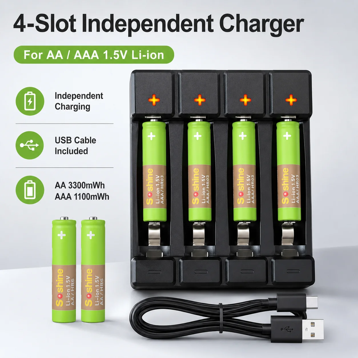 

Universal 1.5V AA AAA Rechargeable Battery AA 3300mWh AAA 1100mWh Li-ion Cells