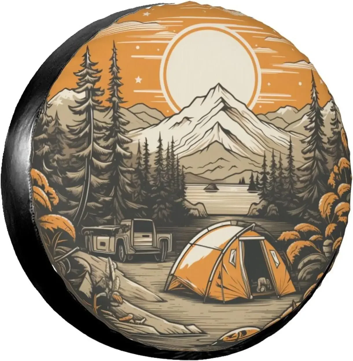 Sunset Mountains Spare Tire Cover  Weatherproof Dustproof Universal Wheel Tire Covers for Rv SUV Trailer Truck Camper Travel