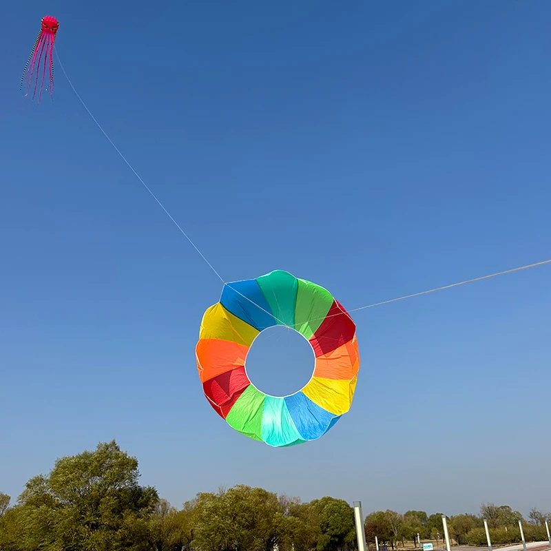 Cerf-volant souple roulant Dragon pour enfants, 1.3m, poignée d'extérieur, pendentif de cerf-volant circulaire volant de Camping, cadeau de vacances