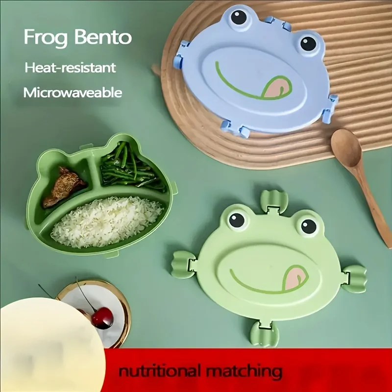 

Fashionable frog designed lunch box - leak proof, large capacity, fun, cute, and microwave safe - suitable for school, work, or outdoor exploration as a lunch container