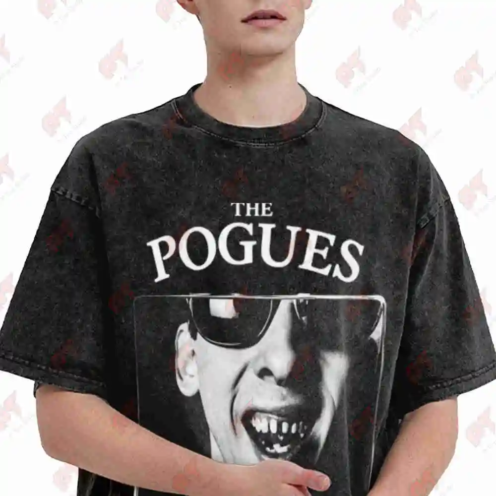 The Pogues Shane MacGowan Vintage Washed Tee Pure Cotton T-Shirt