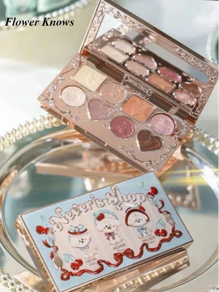 

Flower Knows NEVERS FAMILY 8Color Eyeshadow Matte Pearlescent Black Tea Brown Palette Highlight Contouring Makeup