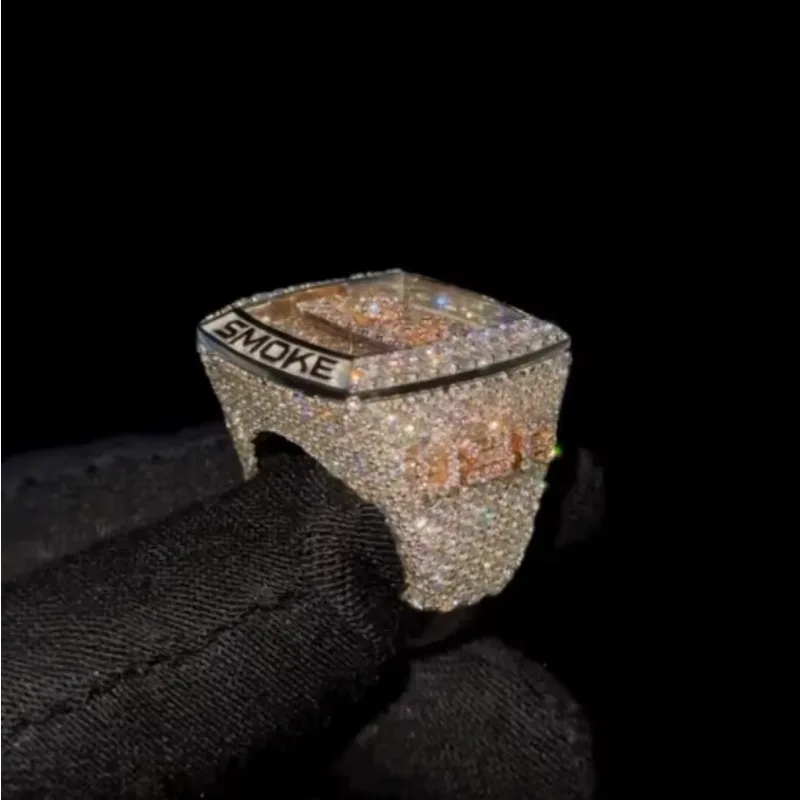 

Hiphop 925 Silver Moissanite Letter Ring Brilliant Round Cut Moissanite Diamond Moissanite Ring