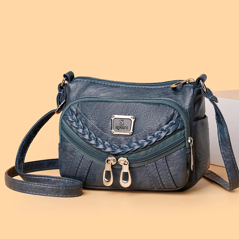 Fashion trend four-season soft leather multi-compartment multi
