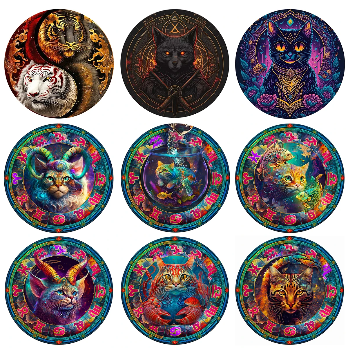 

Wooden Puzzle Mandala Animal Jigsaw Puzzles For Kids Surprise Toys Creative Games Round Shaped Wood Puzzle With Educational game