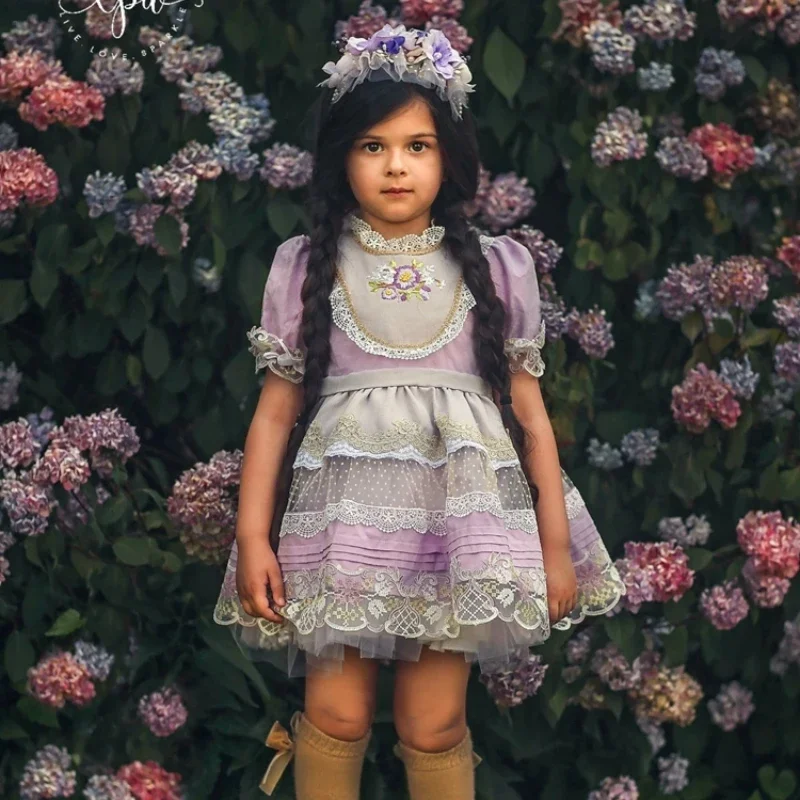 Turkey Vitange Birthday Dress Children Gift Flower Girl Dresses Customized Girl Lolita Dress Kids Holiday EID Dress Baby Sweet
