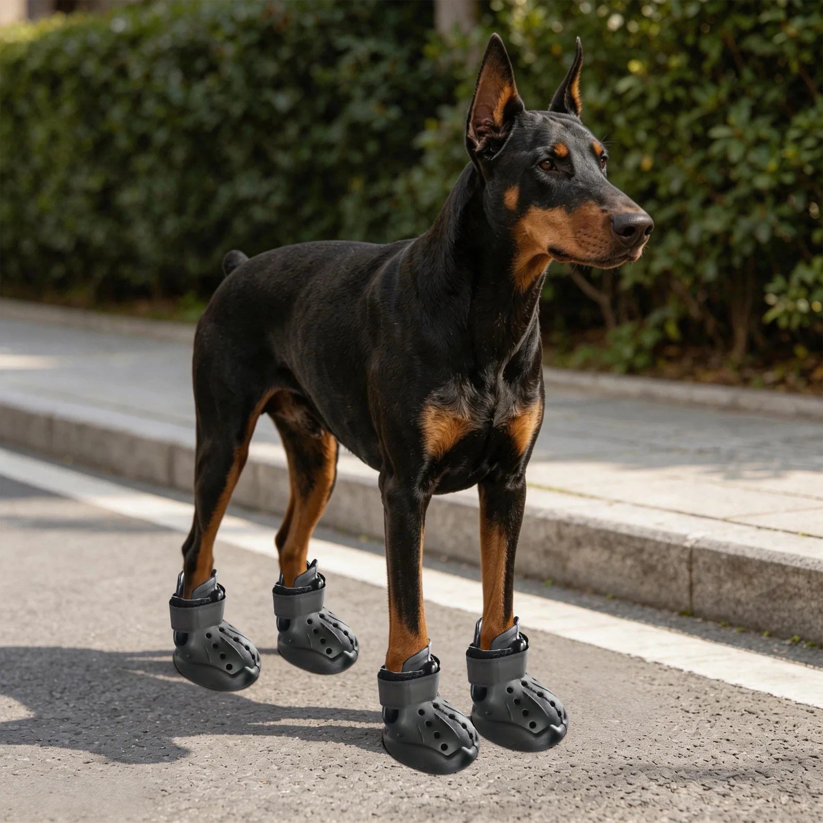 Atmungsaktiver Ganzjahres-Pfotenschutz, atmungsaktive Hundeschuhe, EVA-Hundeschuhe mit verstellbaren Riemen