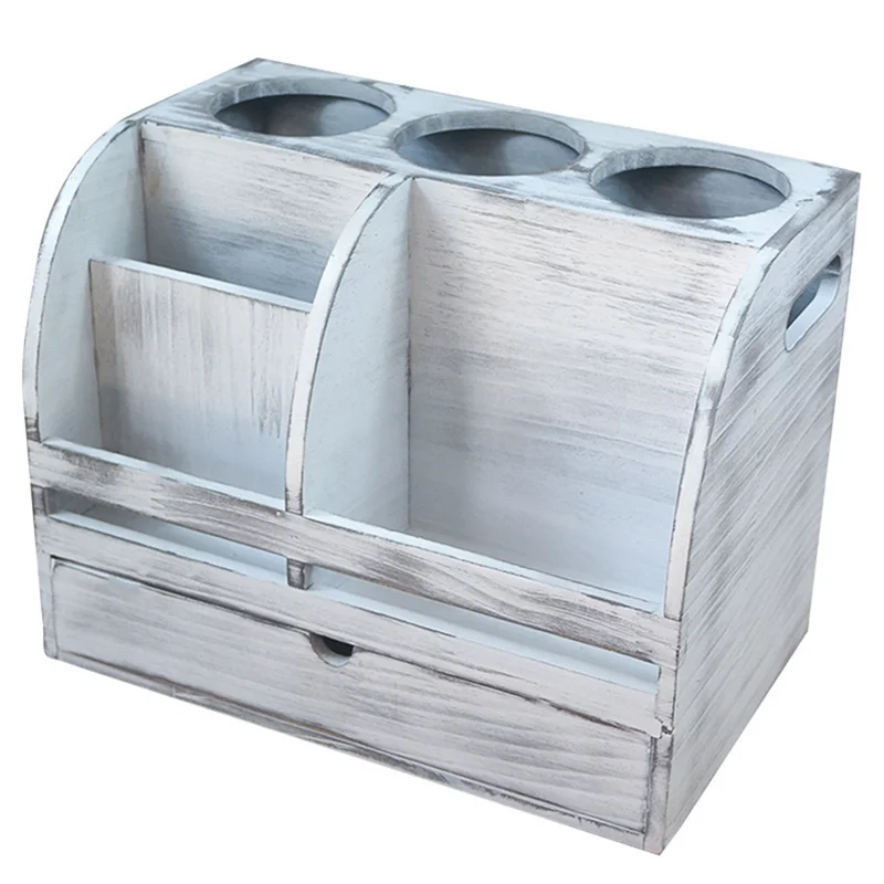 

ABXF-1 PCS Rustic Wood Hair Dryer Holder Cosmetic Organizer Hair Tools Supplies For Bathroom Countertop